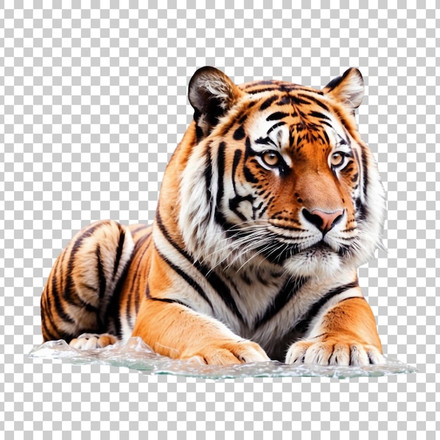 a tiger is shown in this photo the tiger is shown isolated on a transparent background