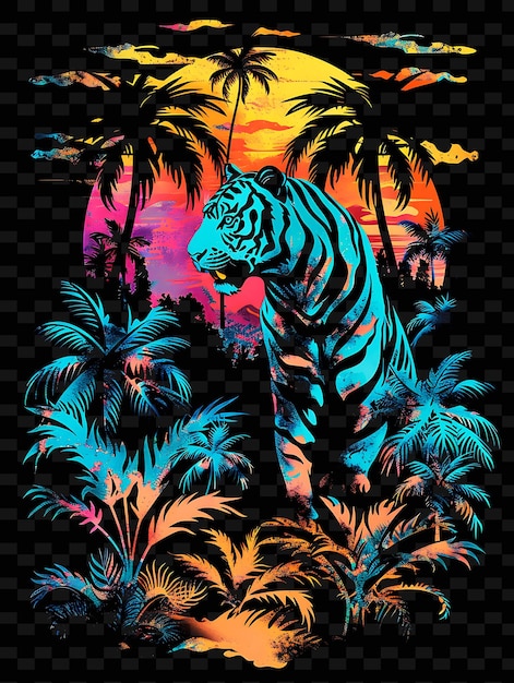 a tiger is standing in the jungle with palm trees