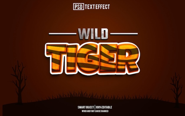 PSD tiger text effect font editable typography 3d text