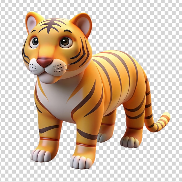 A tiger toy standing on transparent background