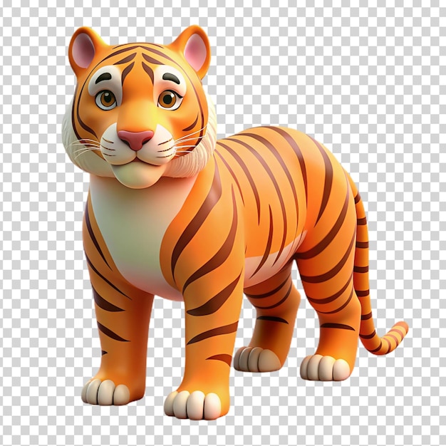 A tiger toy standing on transparent background