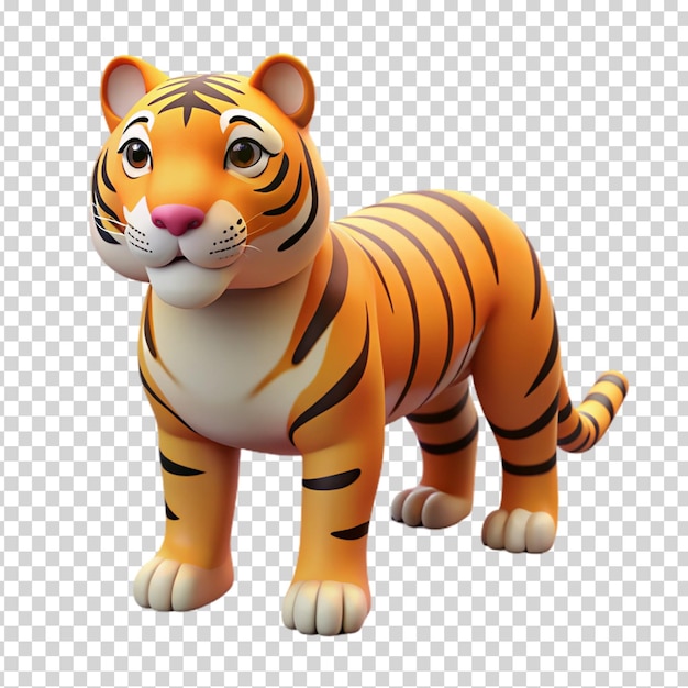 A tiger toy standing on transparent background