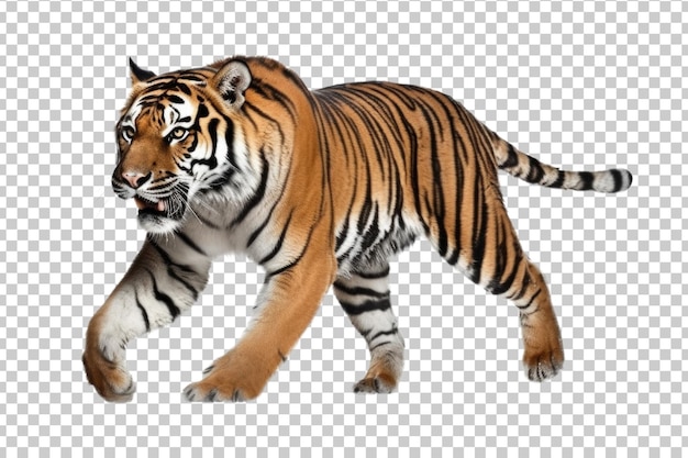 Tiger Walking Isolated on Transparent Background