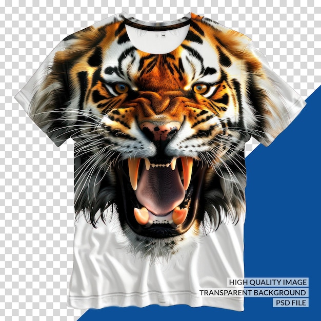 PSD a tiger with a white shirt that says quot tiger quot on it