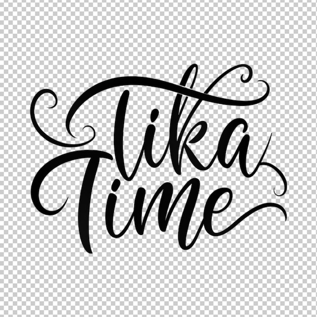 PSD tika time calligraphy on transparent background