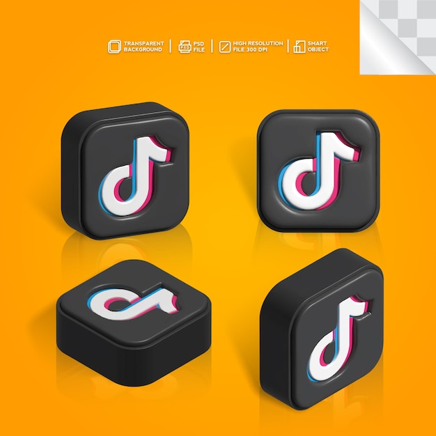 tiktok logo 3d icon design