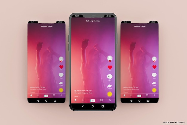 Tiktok mobile interface mockup template