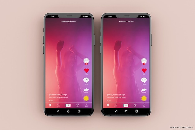 PSD tiktok mobile interface mockup template