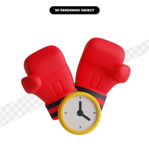 time to boxing with red gloves 3d rendering illustration