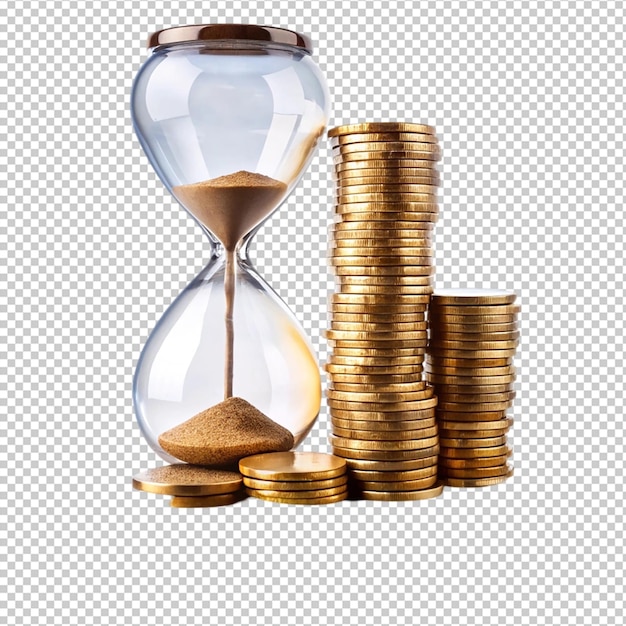 PSD time is money concept alarm clock and lots of euro coins