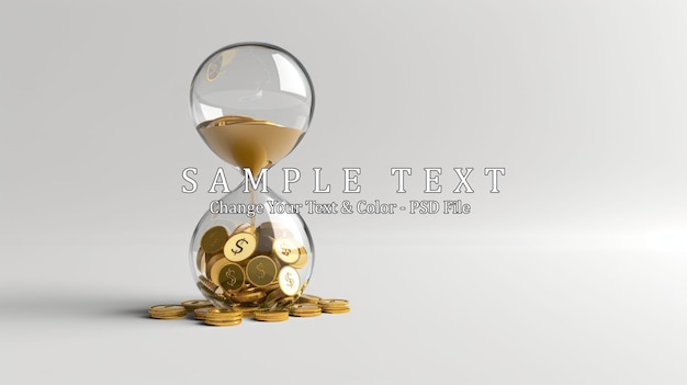 PSD time is money hourglass with coins