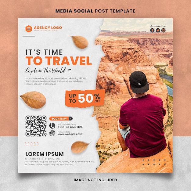 Time To Travel Explore The World Media Social Post Template