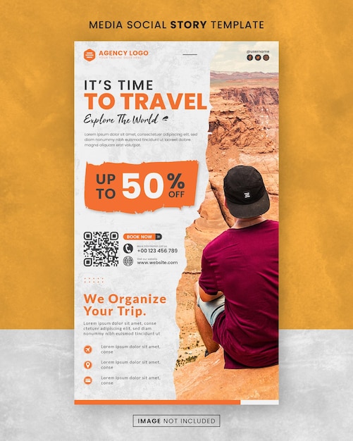 Time To Travel Explore The World Media Social Story Post Template