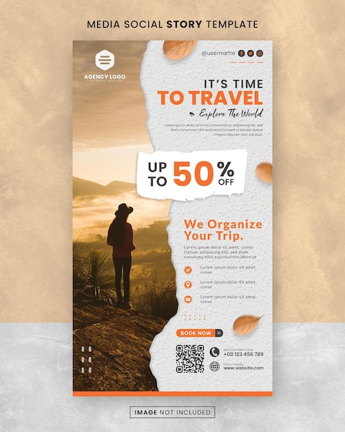 Time To Travel Explore The World Media Social Story Post Template