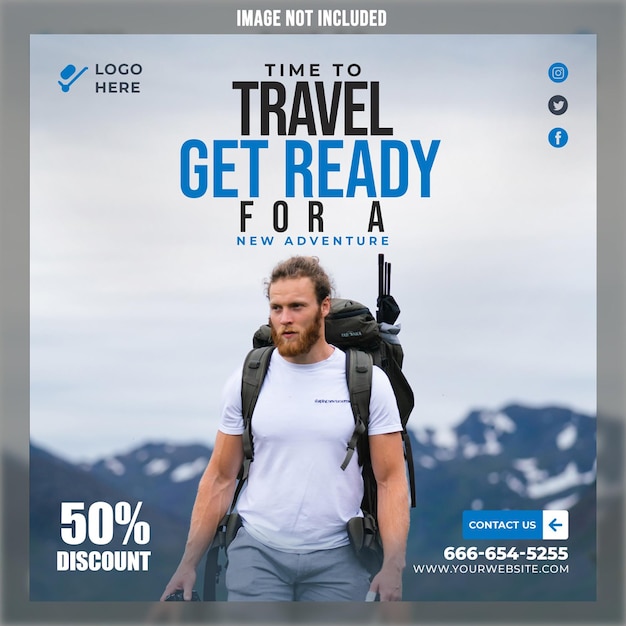 Time To Travel Social Media Promotion And Banner Post Design Template