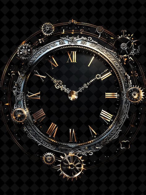 Timeless Clock Tower Arcane Frame With Clock Hands and Intri Neon Color Frame Y2K Collection