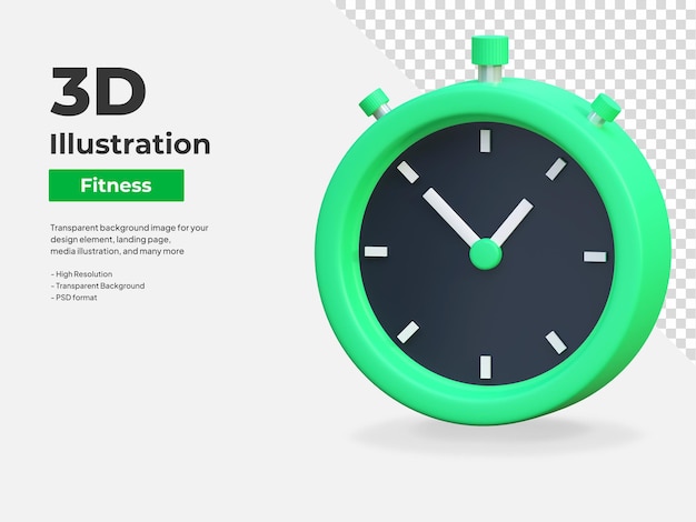 Timer icon gym and fitness 3d illustration