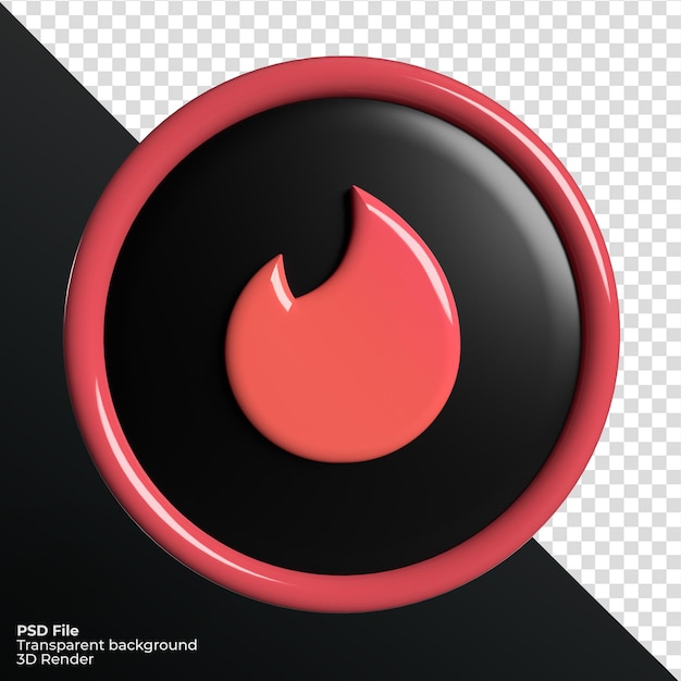 Tinder social media logo icon 3d render transparent background