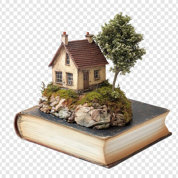 PSD tiny house on a book