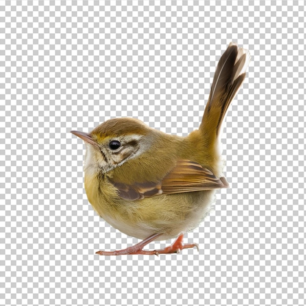 PSD tiny wren with its tail feathers raised isolated on transparent background