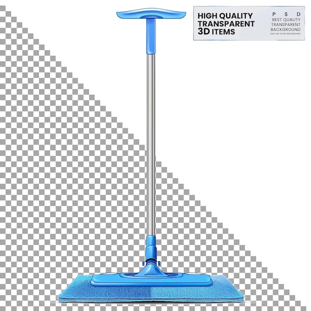 PSD title microfiber mop with adjustable handle on transparent background