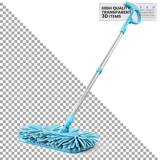 PSD title microfiber mop with adjustable handle on transparent background