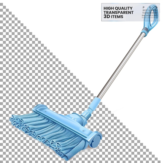 PSD title microfiber mop with adjustable handle on transparent background