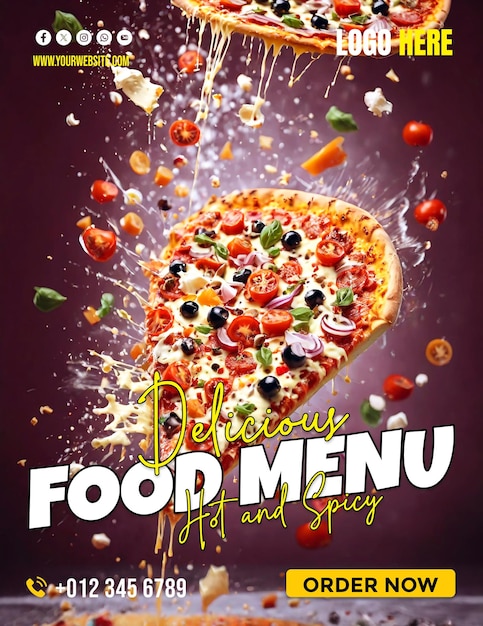 Title Modern creative Pizza restaurant promotional copyspace banner background