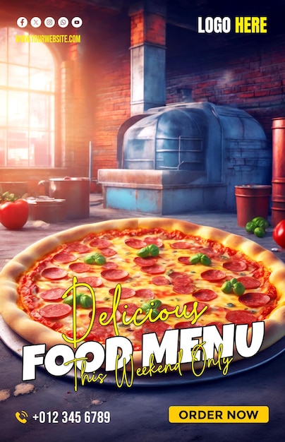 Title Modern creative Pizza restaurant promotional copyspace banner background