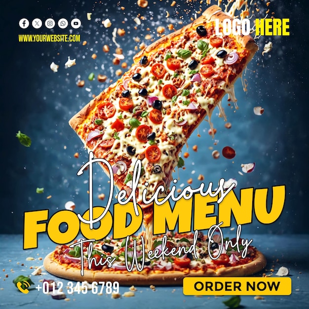 Title Modern creative Pizza restaurant promotional copyspace banner background