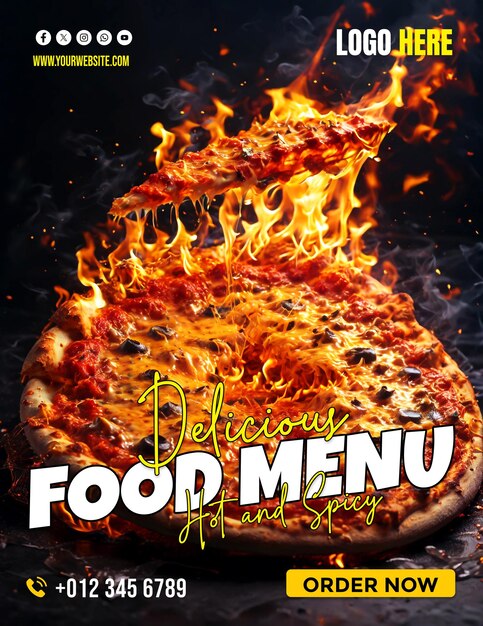 Title Modern creative Pizza restaurant promotional copyspace banner background