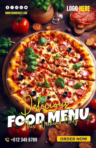 Title Modern creative Pizza restaurant promotional copyspace banner background