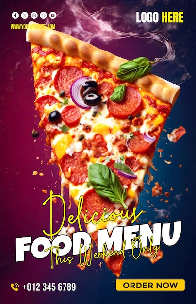 PSD title modern creative pizza restaurant promotional copyspace banner background