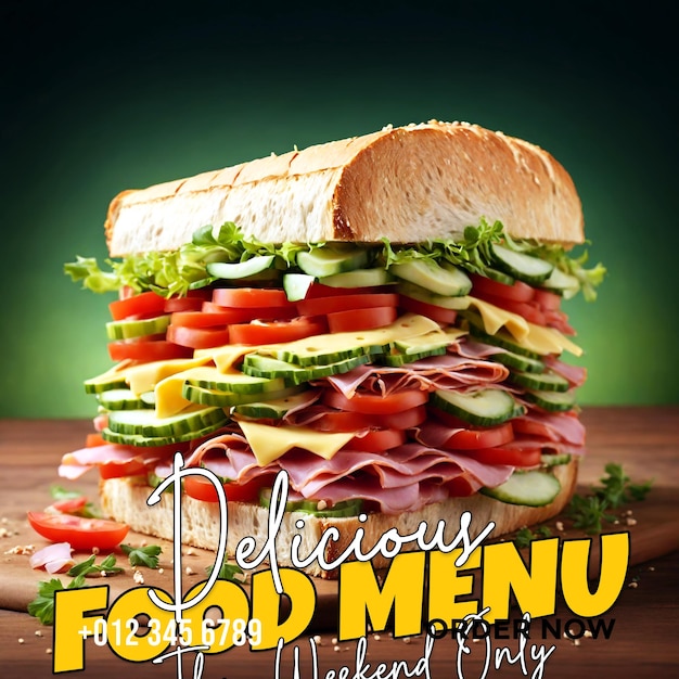 PSD title modern creative sandwich restaurant promotional copyspace banner background