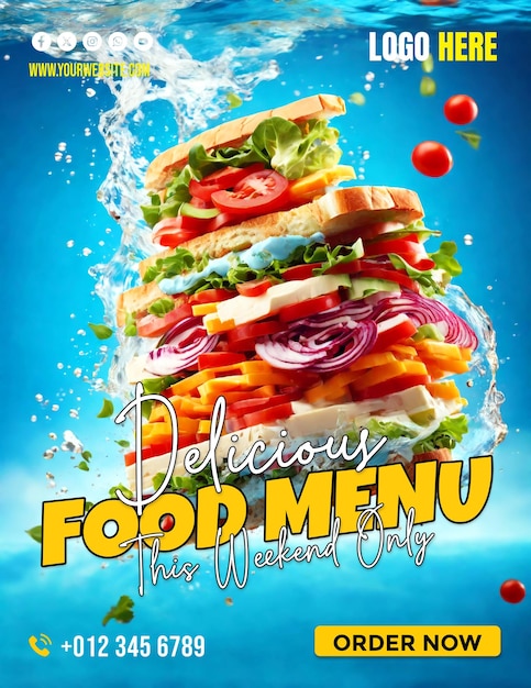 Title Modern creative Sandwich restaurant promotional copyspace banner background