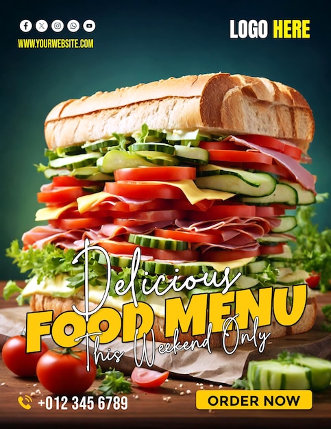 Title Modern creative Sandwich restaurant promotional copyspace banner background