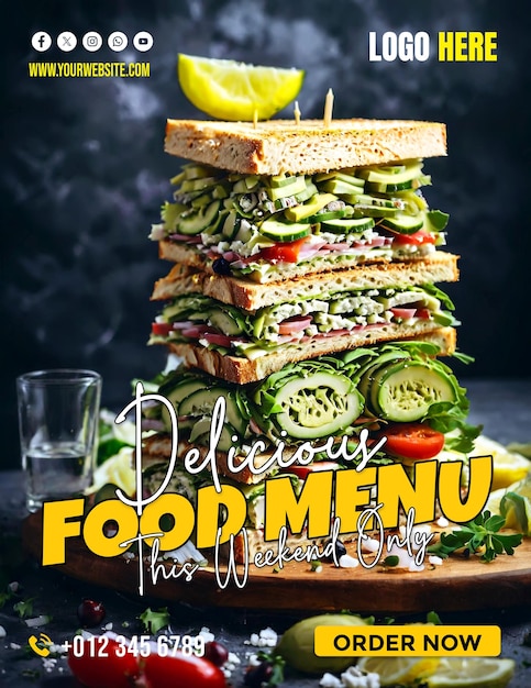 PSD title modern creative sandwich restaurant promotional copyspace banner background