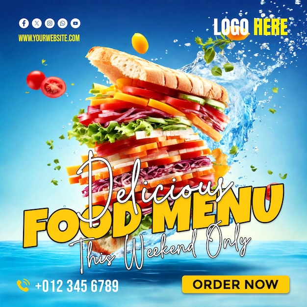 Title Modern creative Sandwich restaurant promotional copyspace banner background