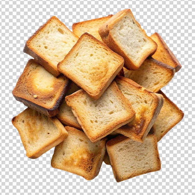 PSD toasted bread pieces isolated on transparent background