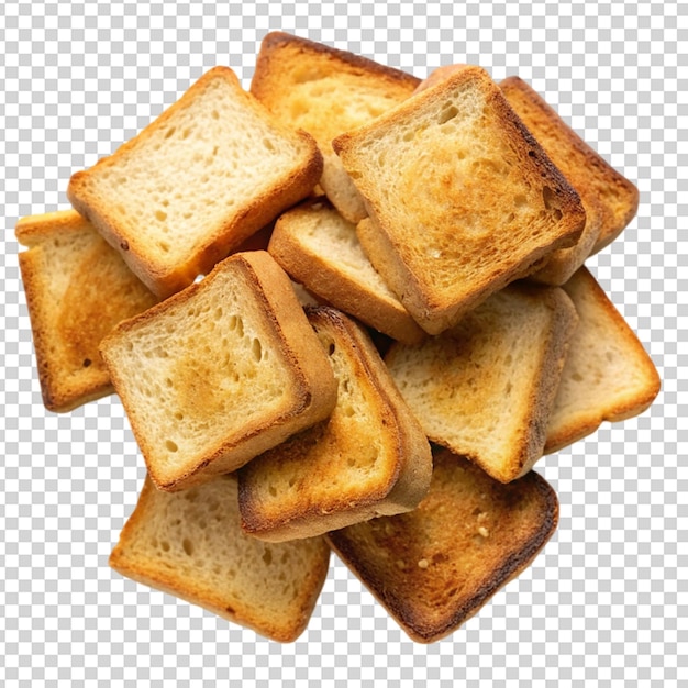 PSD toasted bread pieces isolated on transparent background