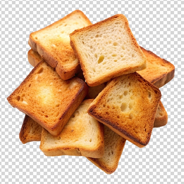 PSD toasted bread pieces isolated on transparent background