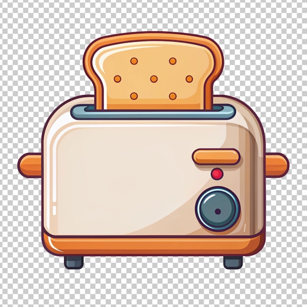 PSD toaster and bread cartoon transparent background