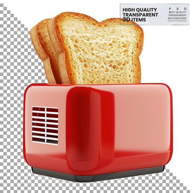 Toaster isolated on3d rendering illustration on transparent background