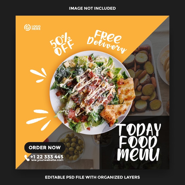 Today food menu banner post social media template design