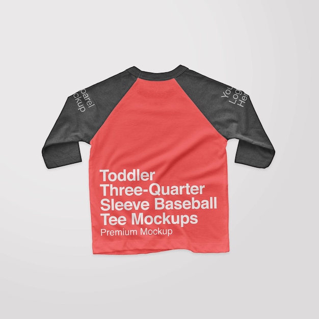 Toddler Three Quarter Sleeve Baseball Tee Back Mockups