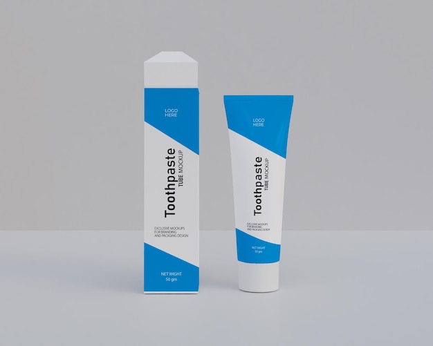 Tofont view toothpaste packaging mockup