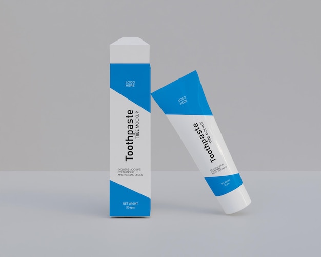 Tofont view toothpaste packaging mockup