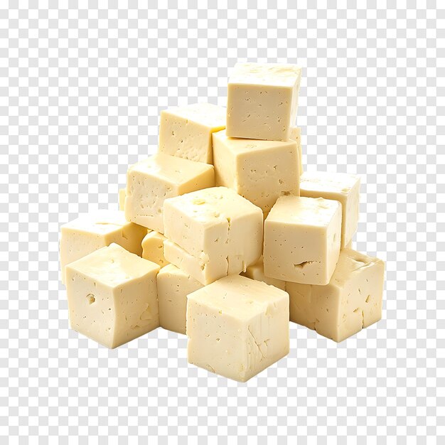 PSD tofu cheese cubes isolated on a transparent background