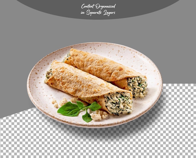 Tofu Pan Cakes in plate isolated on Transparent background