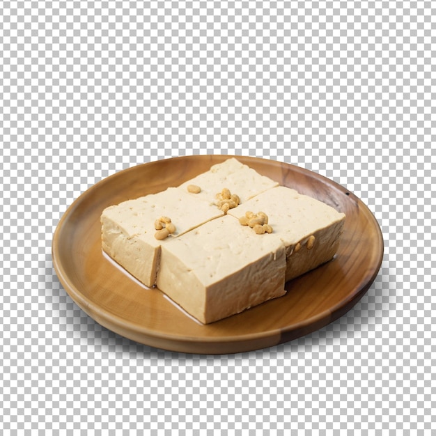 tofu on plate with transparent PNG background